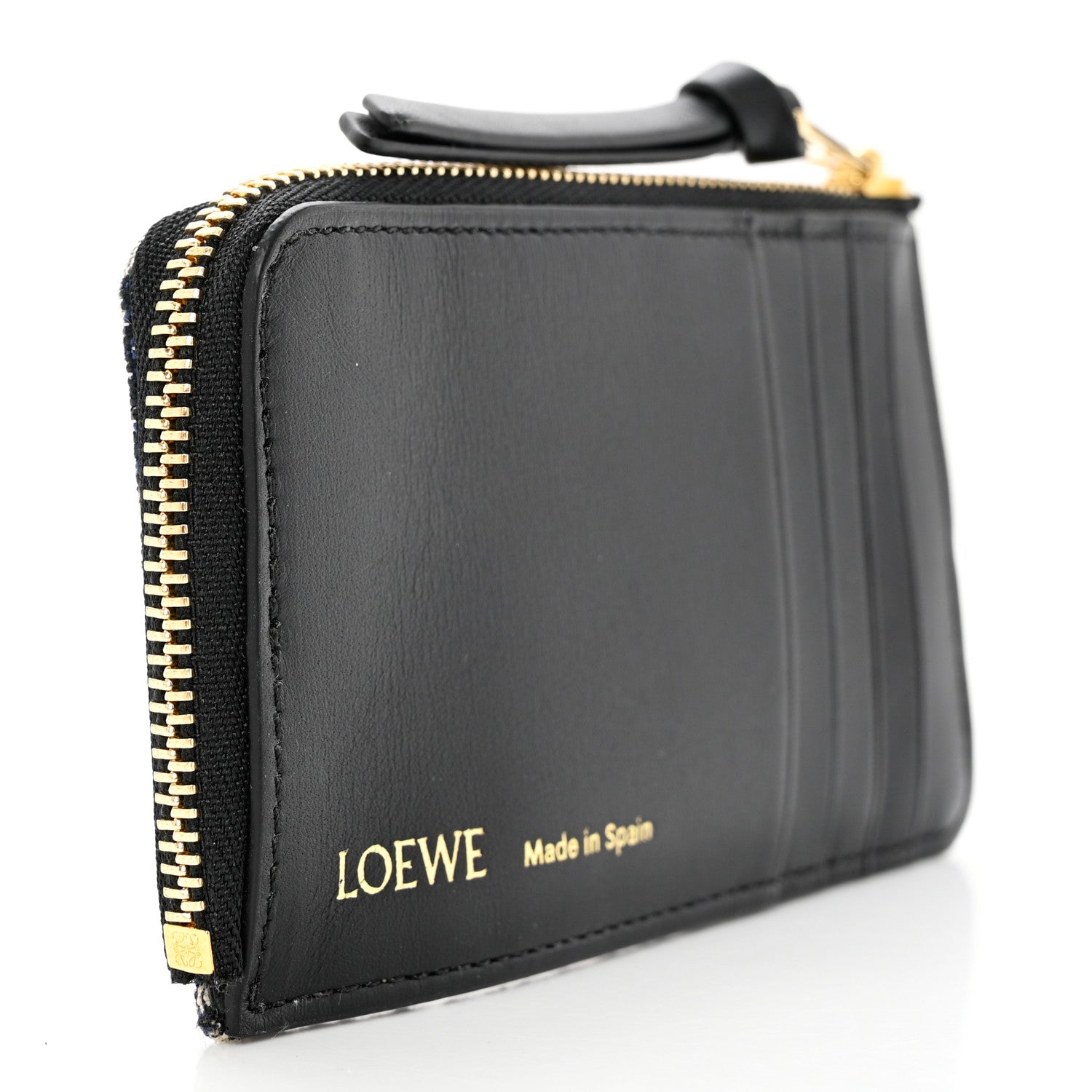 Loewe Canvas Jacquard Calfskin Anagram Coin Card Holder Navy Black 3 of 8