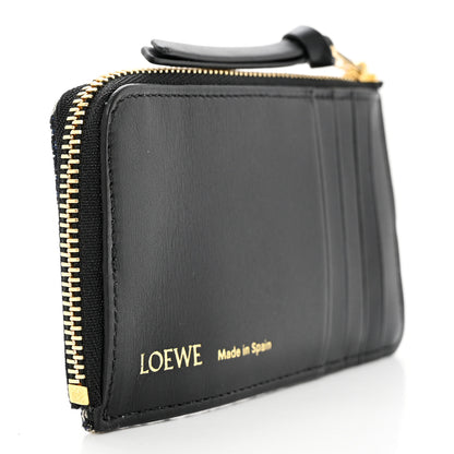 Loewe Canvas Jacquard Calfskin Anagram Coin Card Holder Navy Black 3 of 8