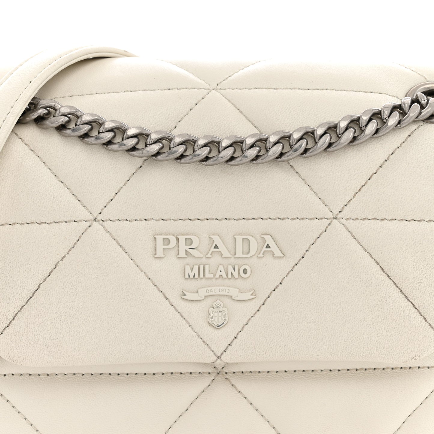 Nappa Triangle Stitched Small Spectrum Bag White