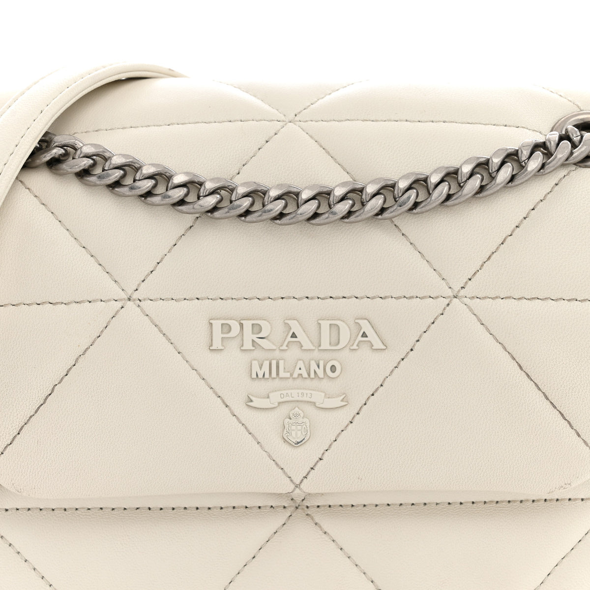 Prada Nappa Triangle Stitched Small Spectrum Bag White 7 of 16