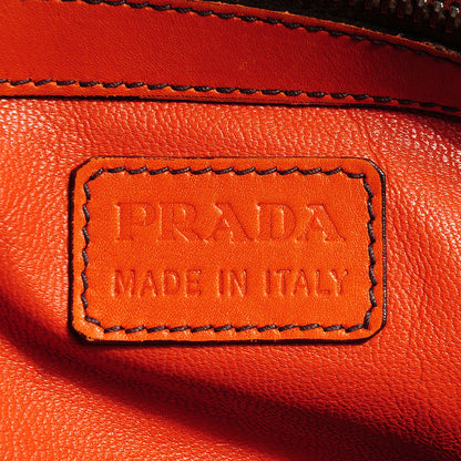 Prada Leather Canapa Shoulder Bag Papaya 6 of 9