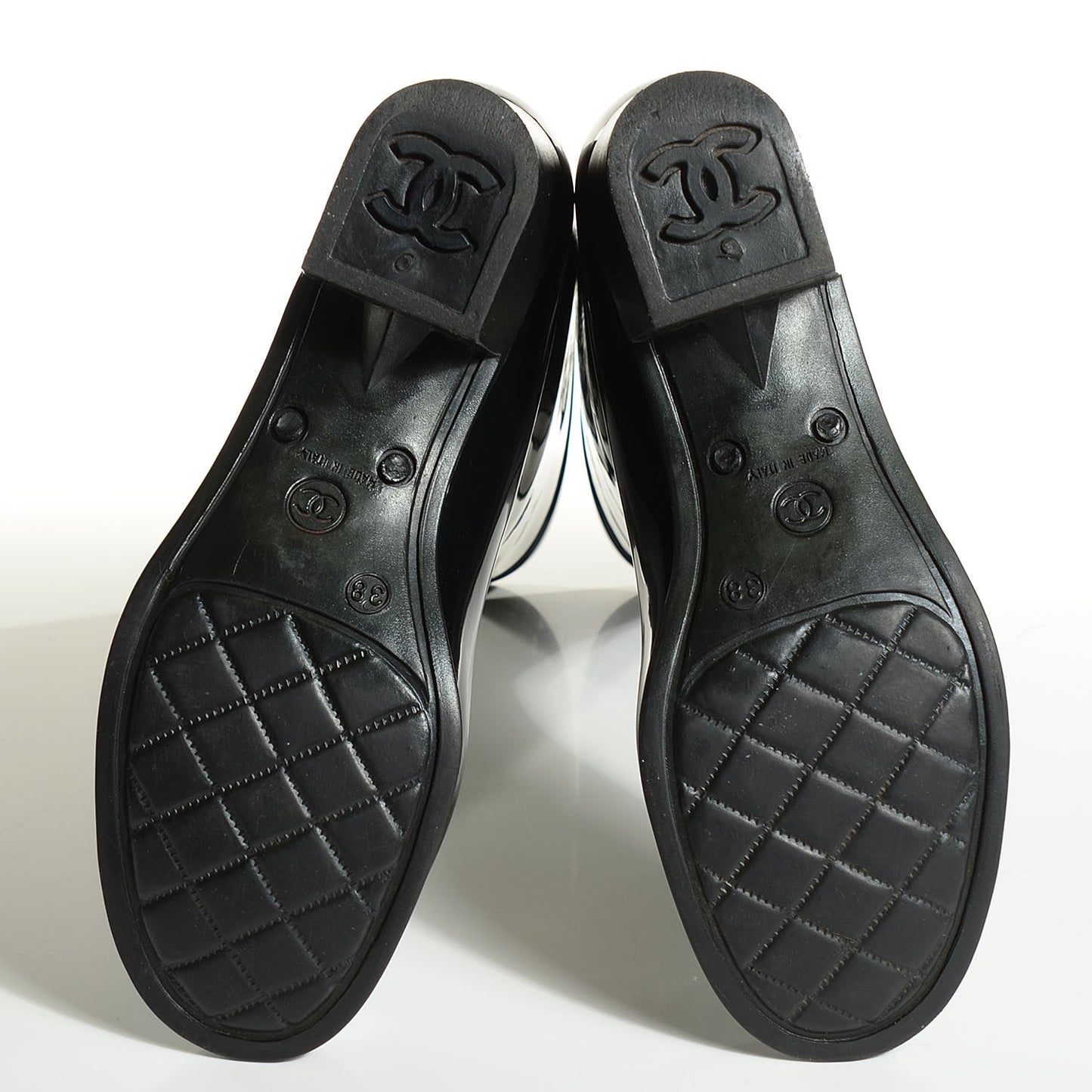 Rubber Glitter Camellia Rain Boots 38 Black