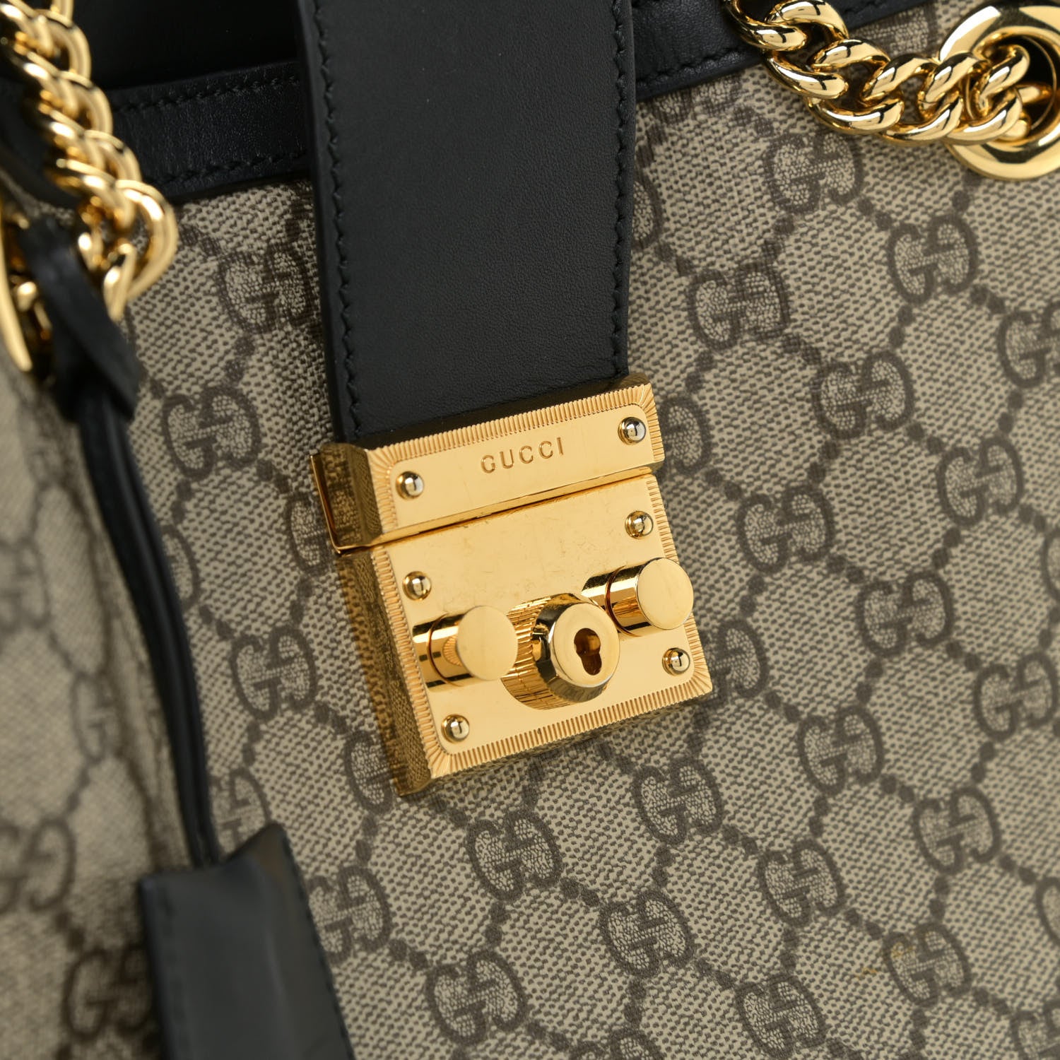 Gucci GG Supreme Monogram Medium Padlock Tote Black 10 of 10