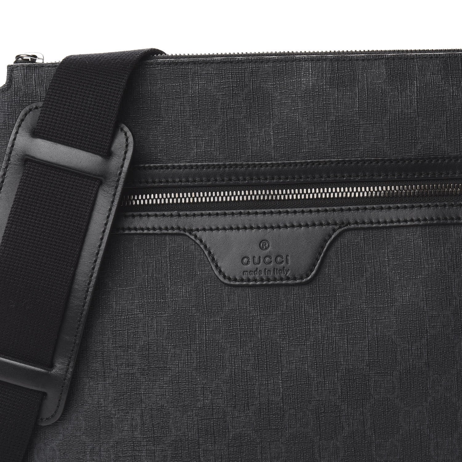 Gucci GG Supreme Monogram Crossbody Messenger Bag Black Grey 8 of 10