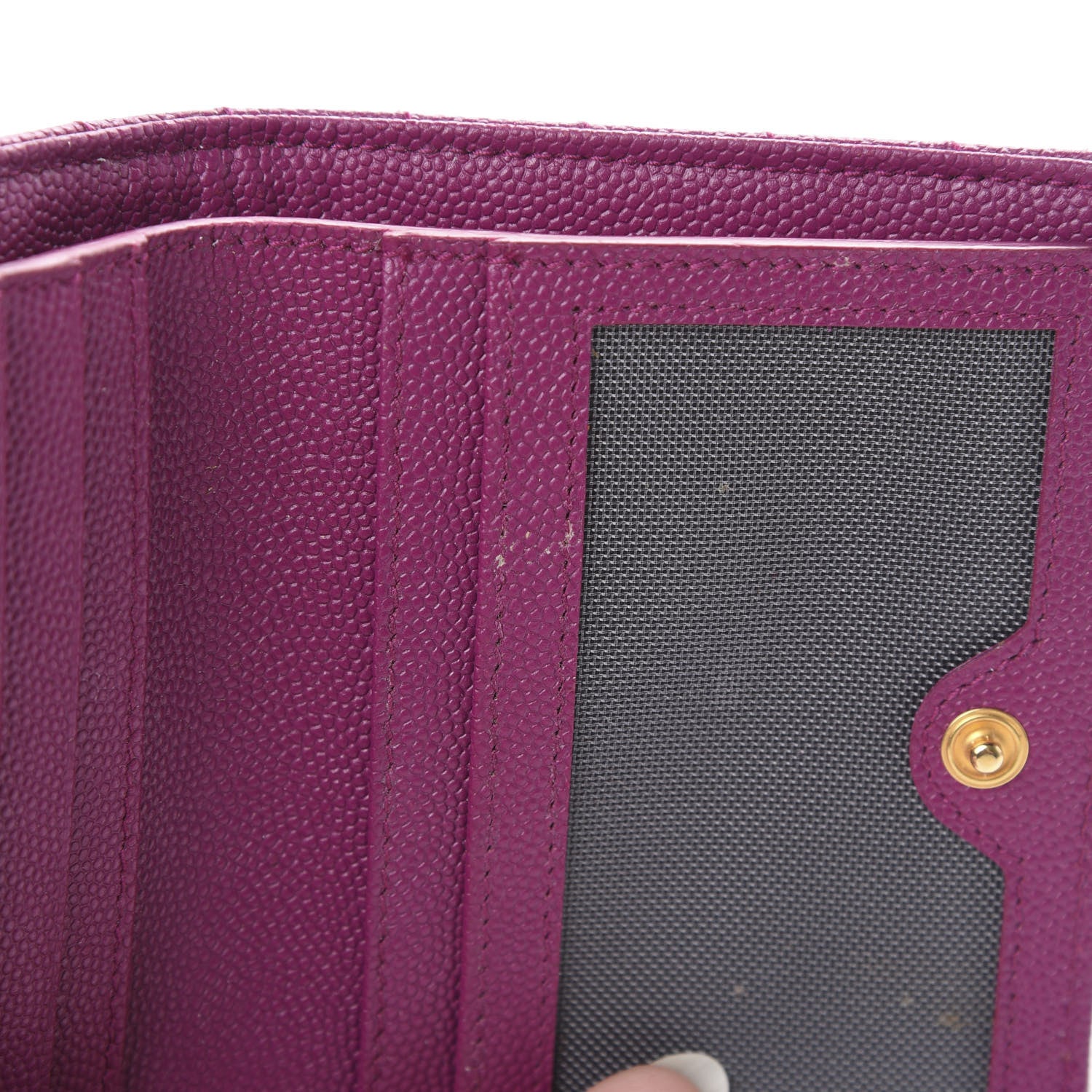 Saint Laurent Grain De Poudre Matelasse Chevron Monogram Zipped Card Case Dark Grape 7 of 14