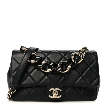 Chanel Lambskin Quilted Resin Bi-Color Chain Flap Bag Black 1 of 11