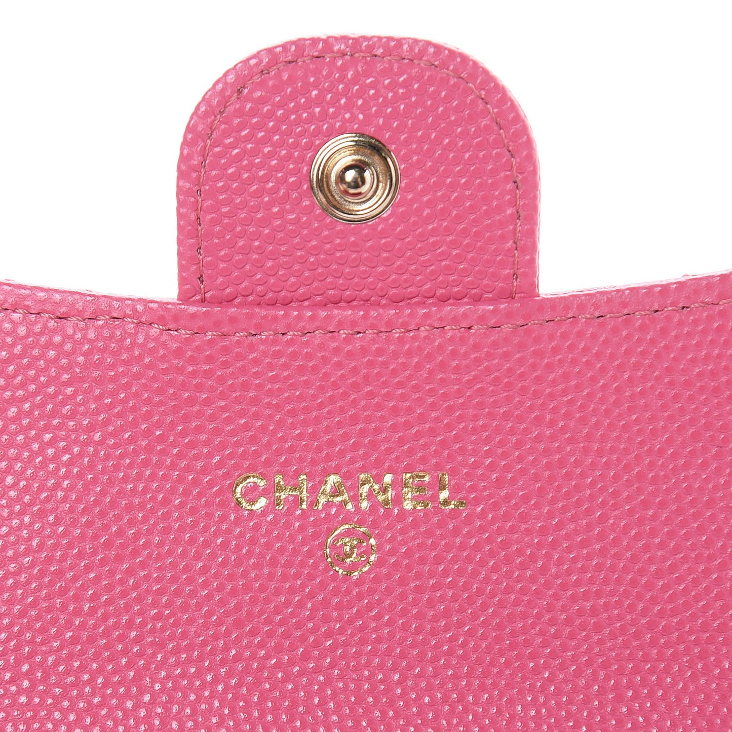 Caviar Quilted Flap Card Holder Pink