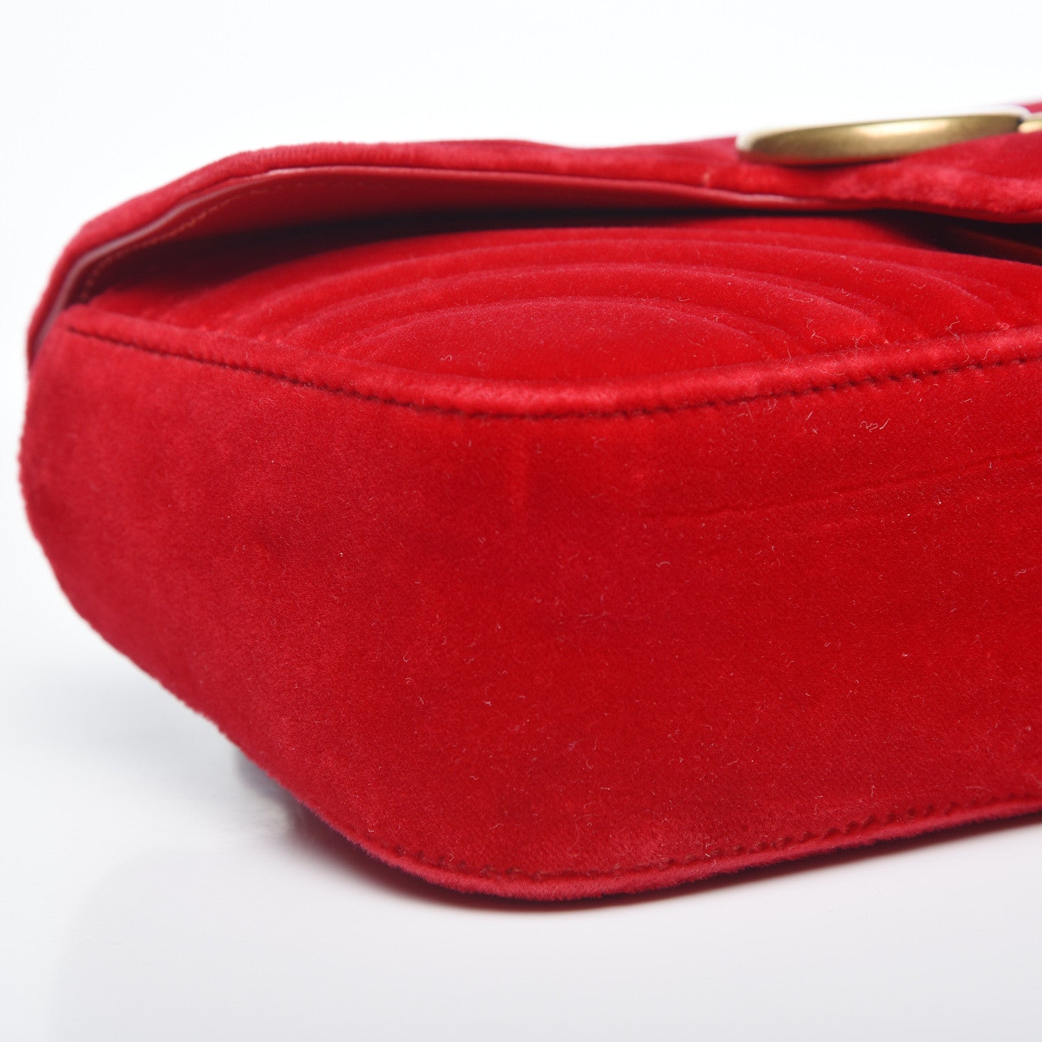 Gucci Velvet Matelasse Mini GG Marmont Shoulder Bag Hibiscus Red 5 of 10