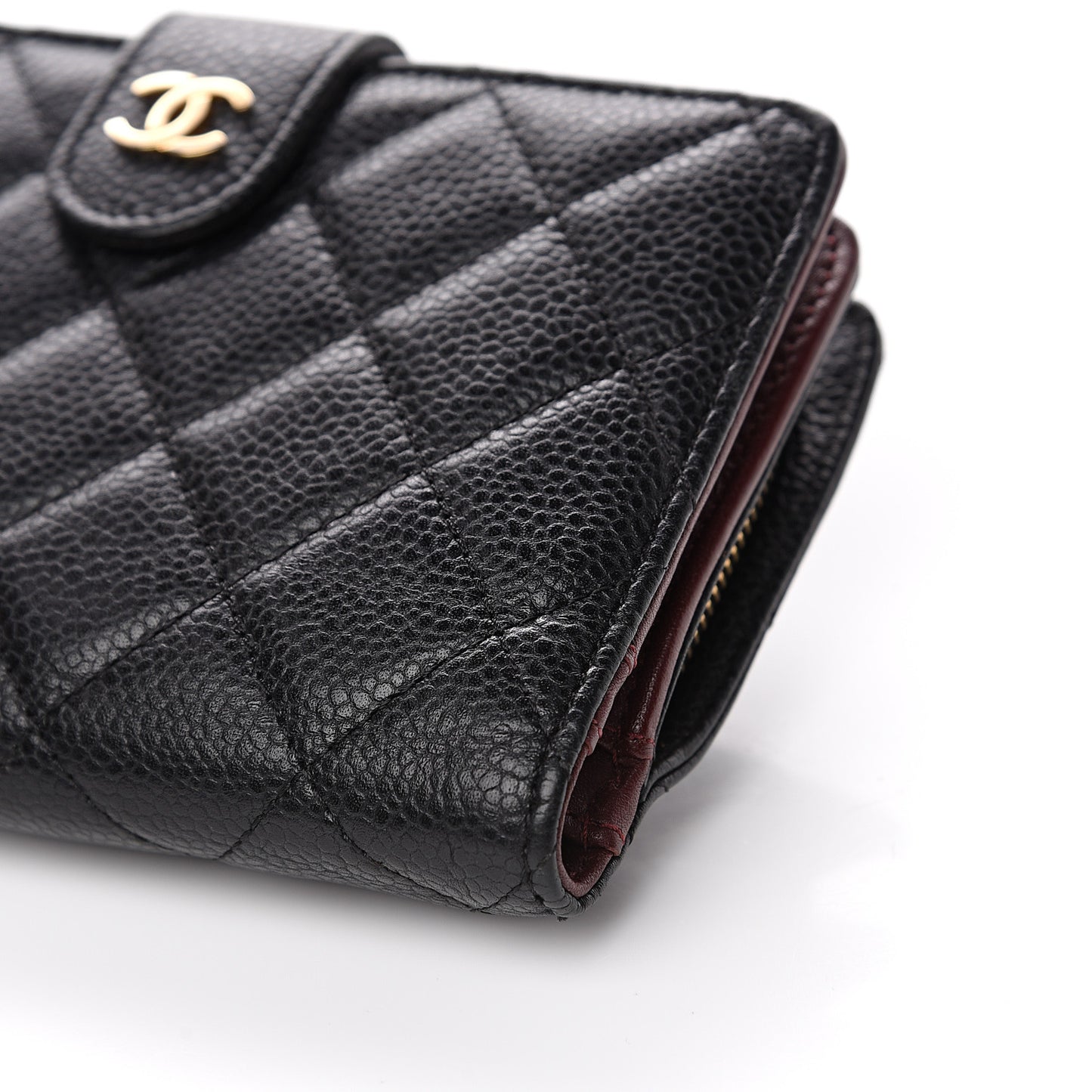 Caviar Quilted Zipped Pocket Wallet Black