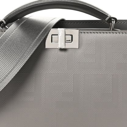 Fendi Calfskin Striped Texture FF Peekaboo I See U X Cross Satchel Moon Argilla 9 of 11