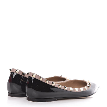 Valentino Garavani Patent Rockstud Ballerina Flats 39.5 Black Poudre 4 of 15