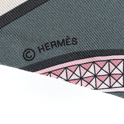 Hermes Silk Grand Apparat Twilly Vert Argile Rose 4 of 4