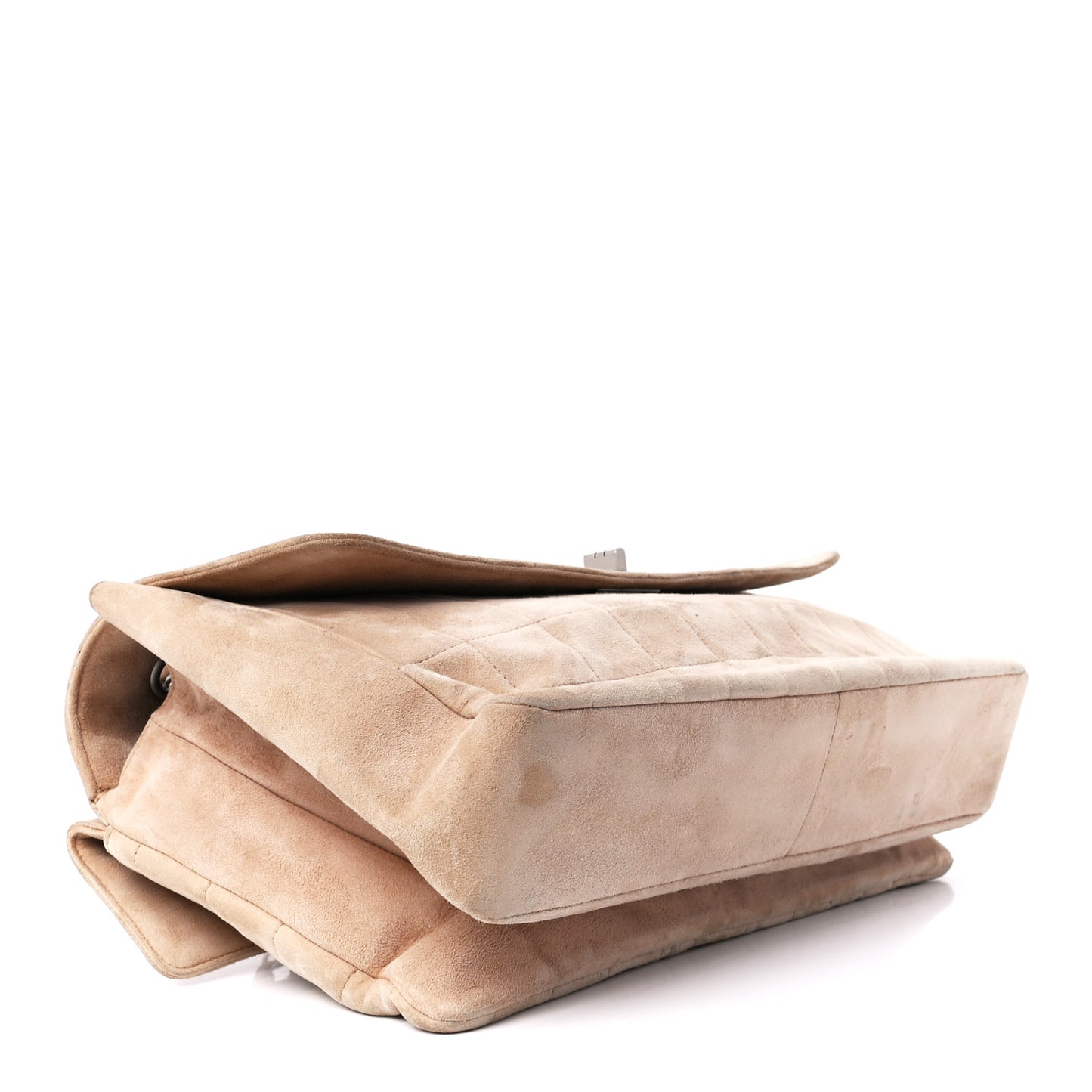 Suede Chocolate Bar Mademoiselle Flap Beige