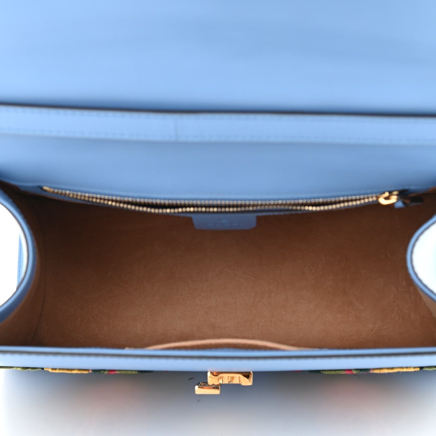 Calfskin Embroidered Medium Sylvie Top Handle Bag Clear Sky Blue