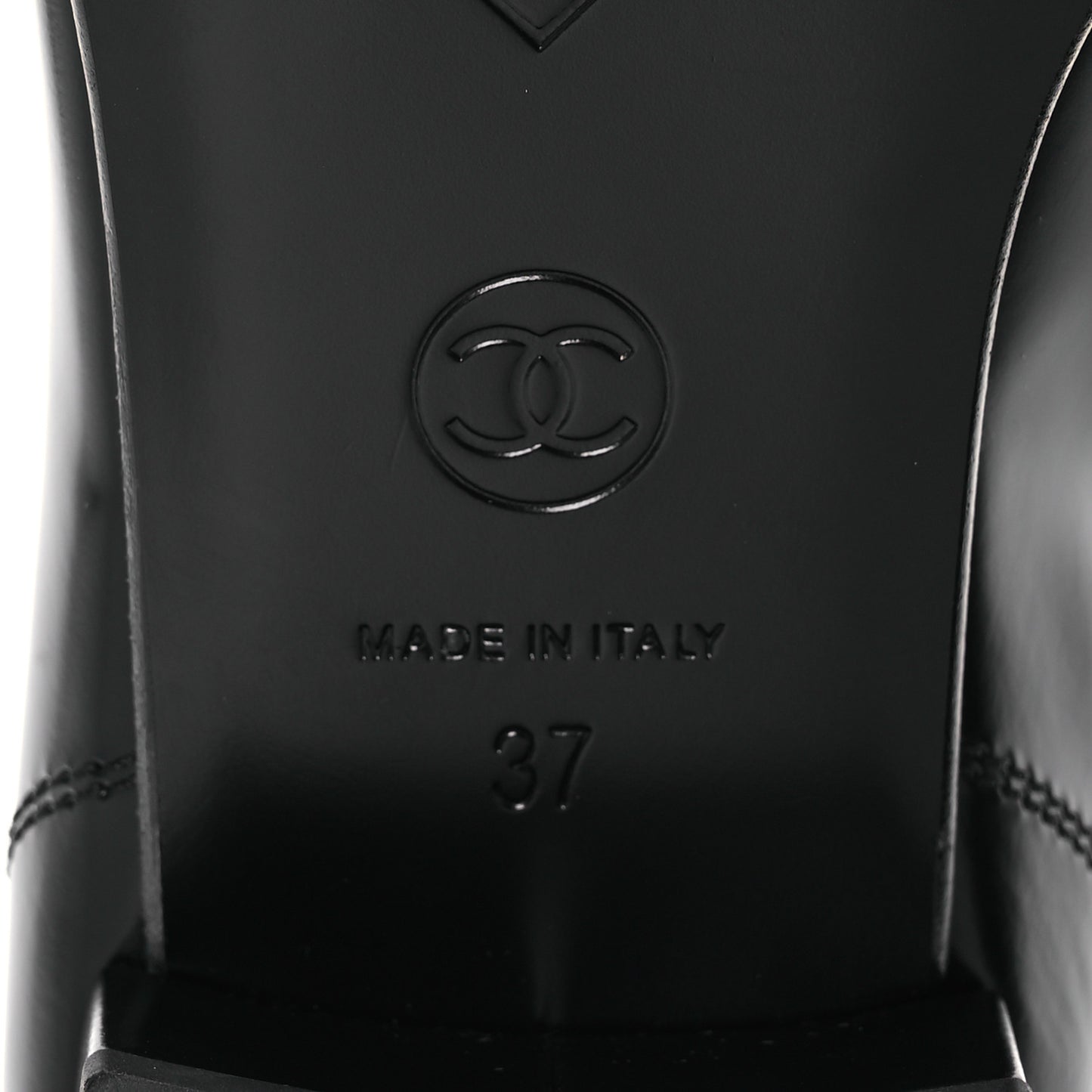 Shiny Calfskin Logo Loafers 37 Black