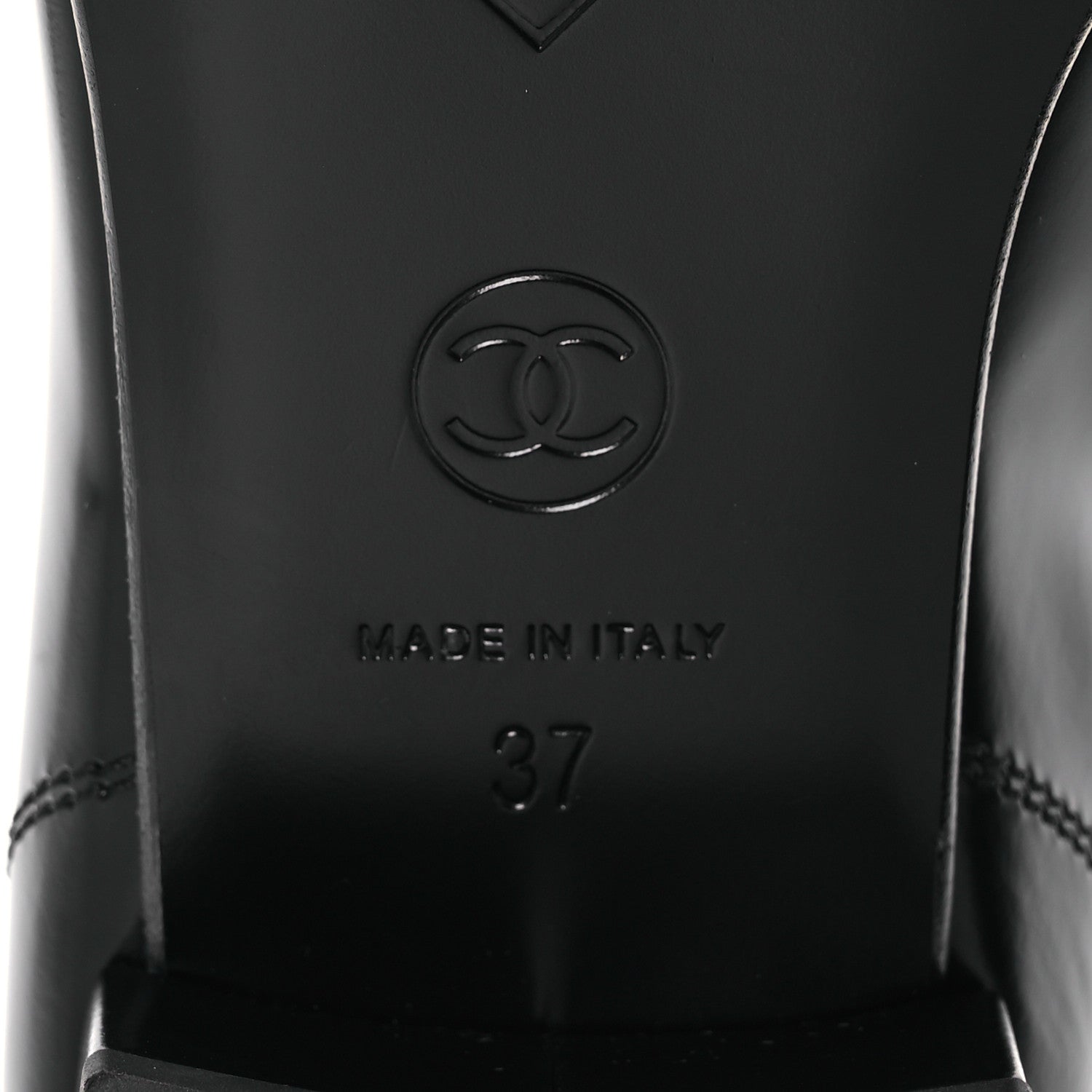 Chanel Shiny Calfskin Logo Loafers 37 Black 7 of 12