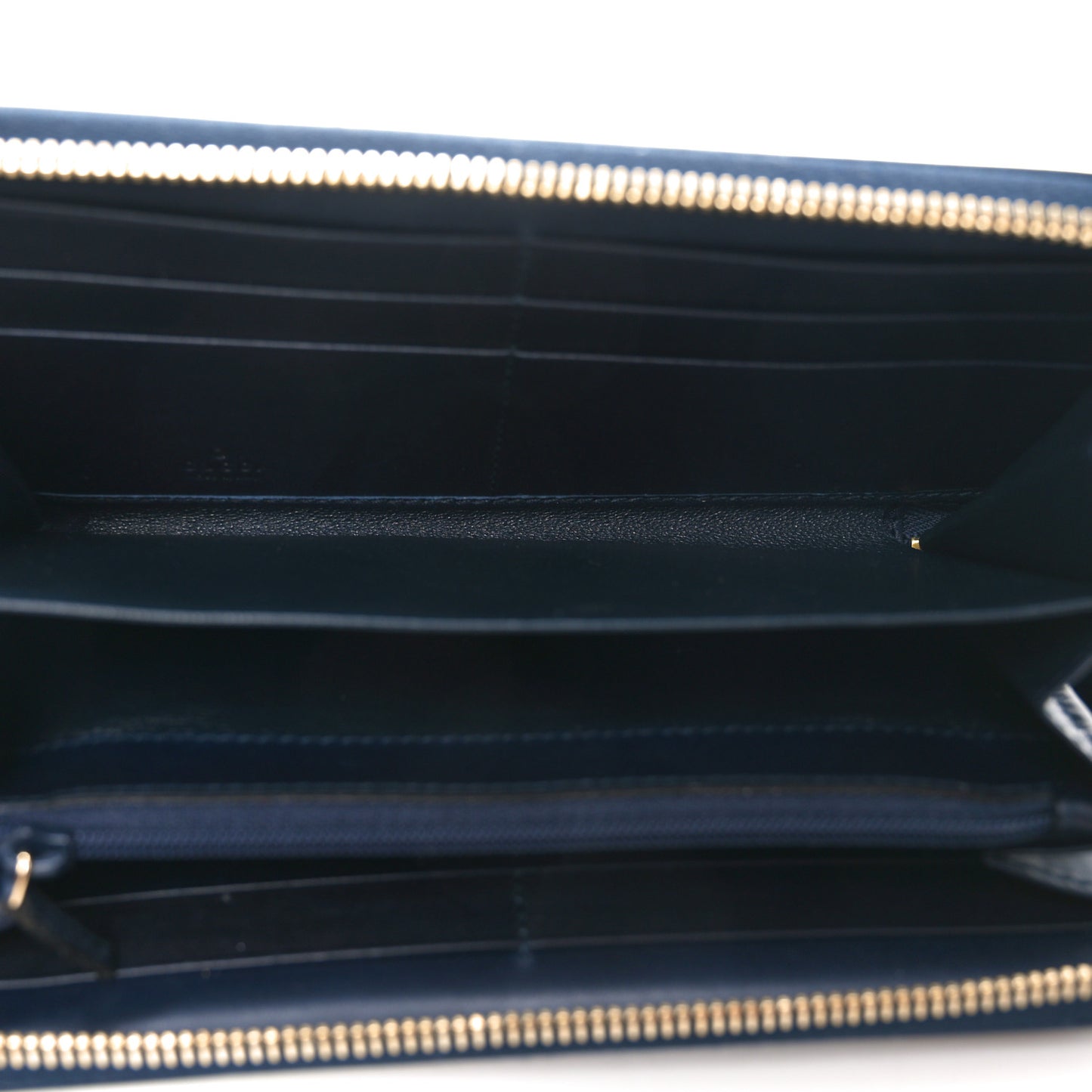 Calfskin Web Zip Around Wallet Navy