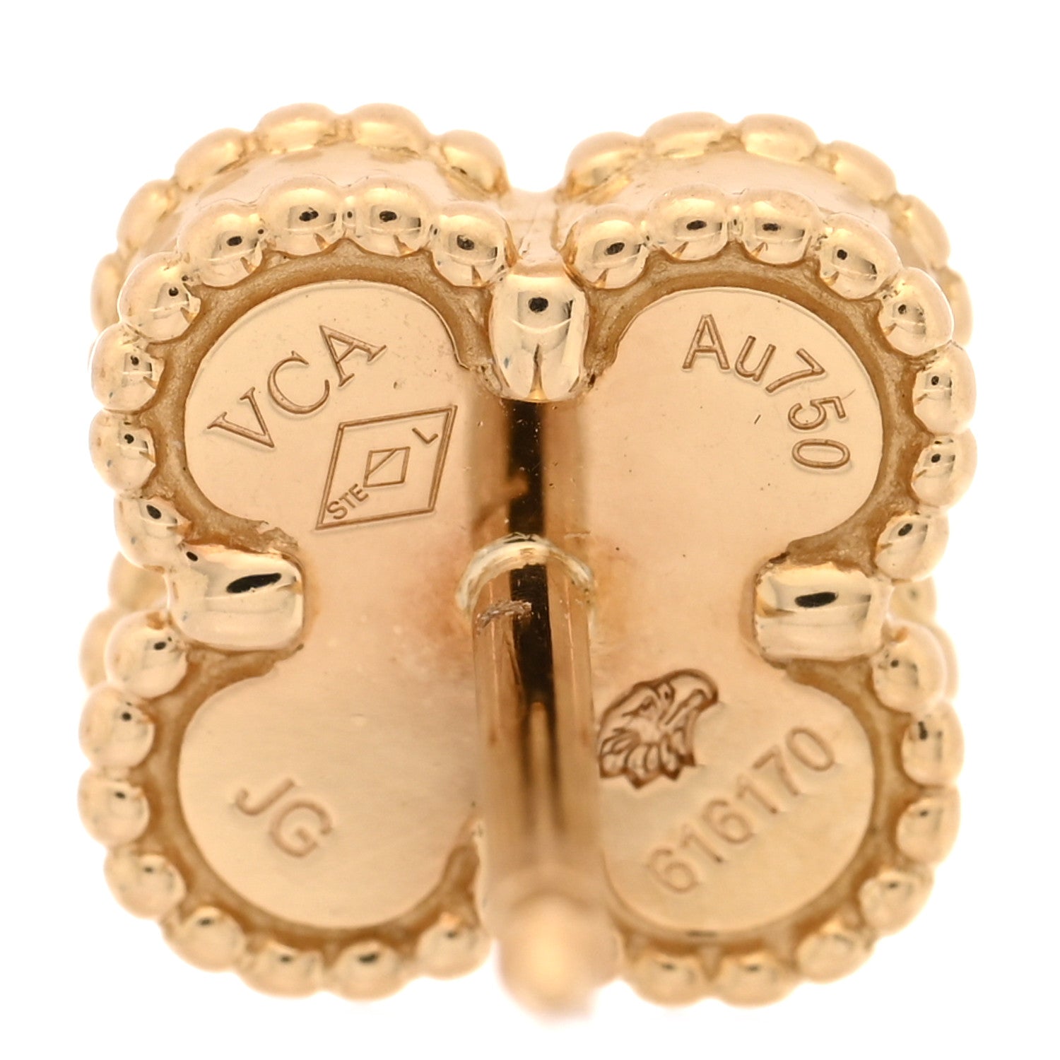Van Cleef & Arpels 18K Yellow Gold Mother of Pearl Sweet Alhambra Earrings 4 of 4