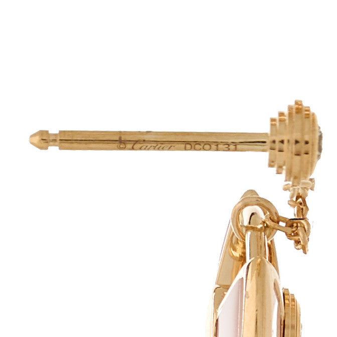Cartier 18K Pink Gold Diamond Pink Opal Amulette de Cartier Drop Earrings 3 of 4