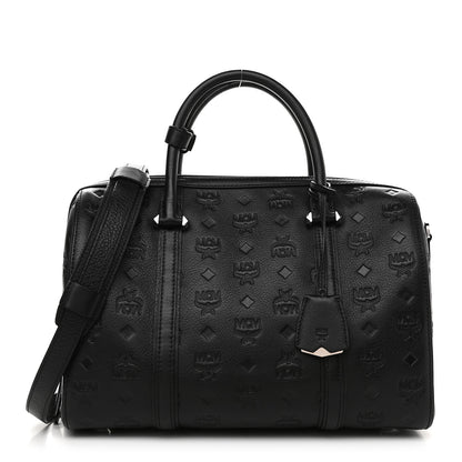 MCM Calfskin Ottomar Monogram Boston Bag Black 1 of 8