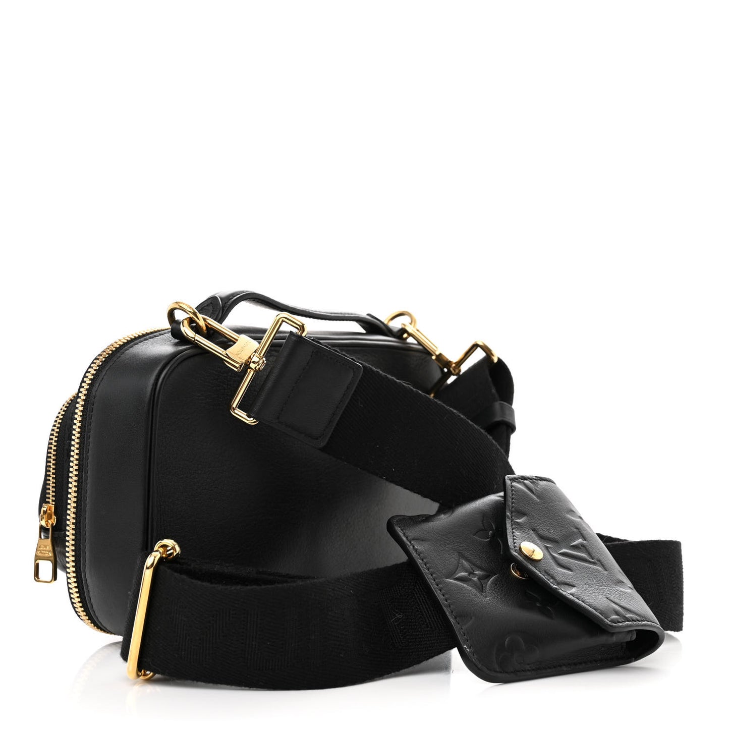 Calfskin Monogram Embossed Utility Crossbody Black