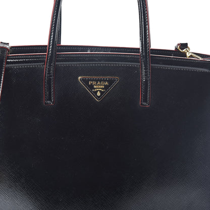 Prada Saffiano Vernice Parabole Tote Black 7 of 9