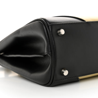 Gucci Smooth Calfskin Diagonal Striped Small Zumi Top Handle Bag Black Beige 9 of 11