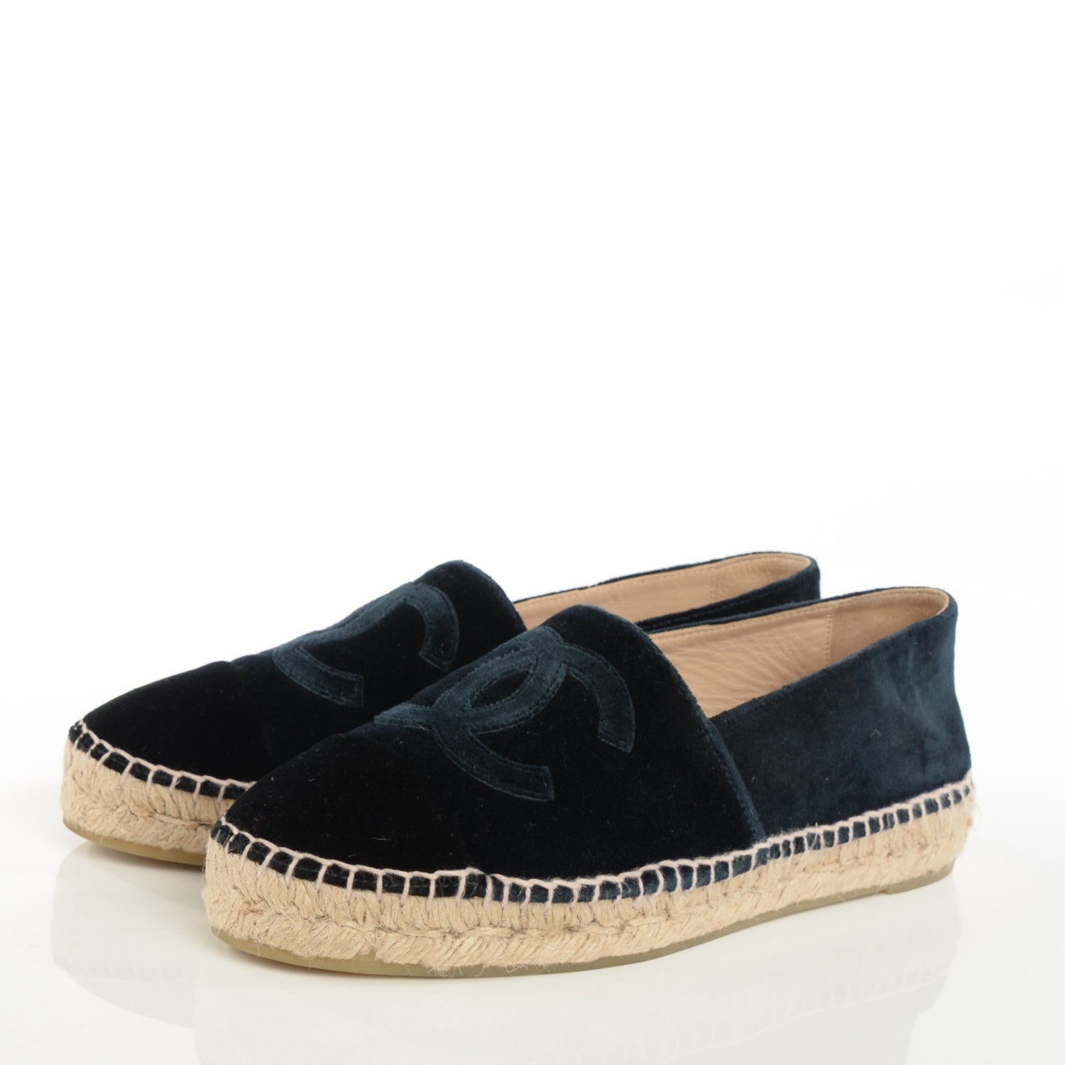 Chanel Velvet CC Espadrilles 38 Navy Black 3 of 9