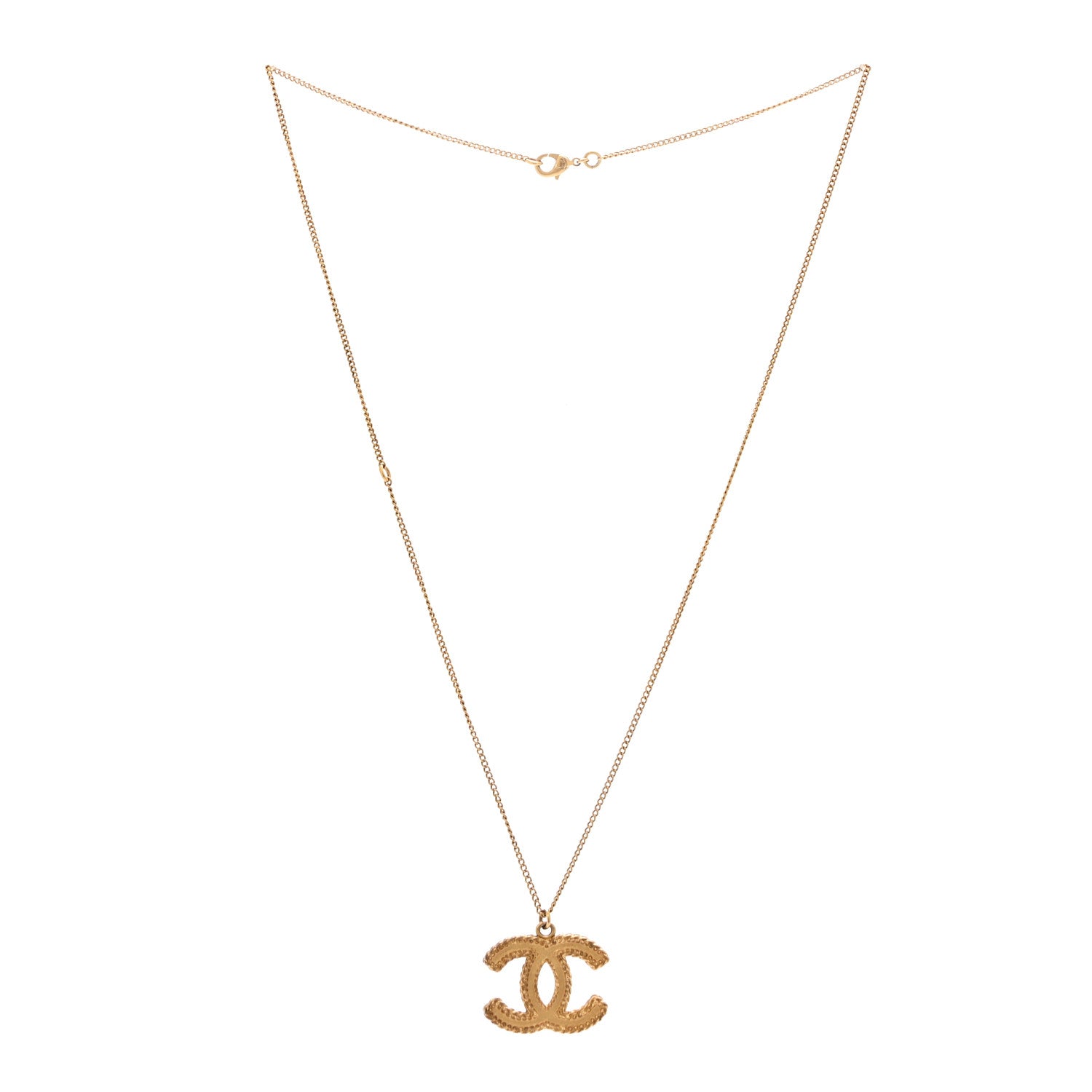 Chanel Metal CC Necklace Matte Gold 3 of 7