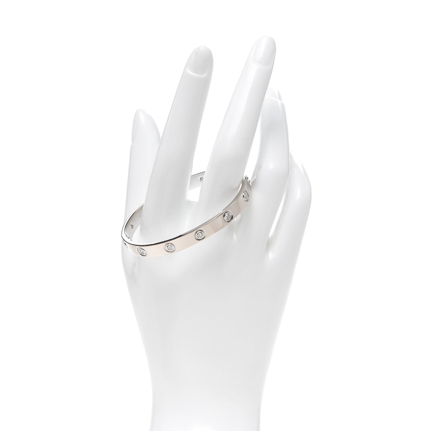 18K White Gold 10 Diamond LOVE Bracelet 16