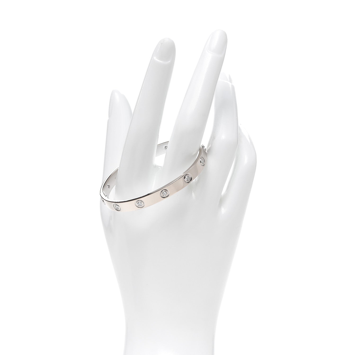 Cartier 18K White Gold 10 Diamond LOVE Bracelet 16 2 of 6