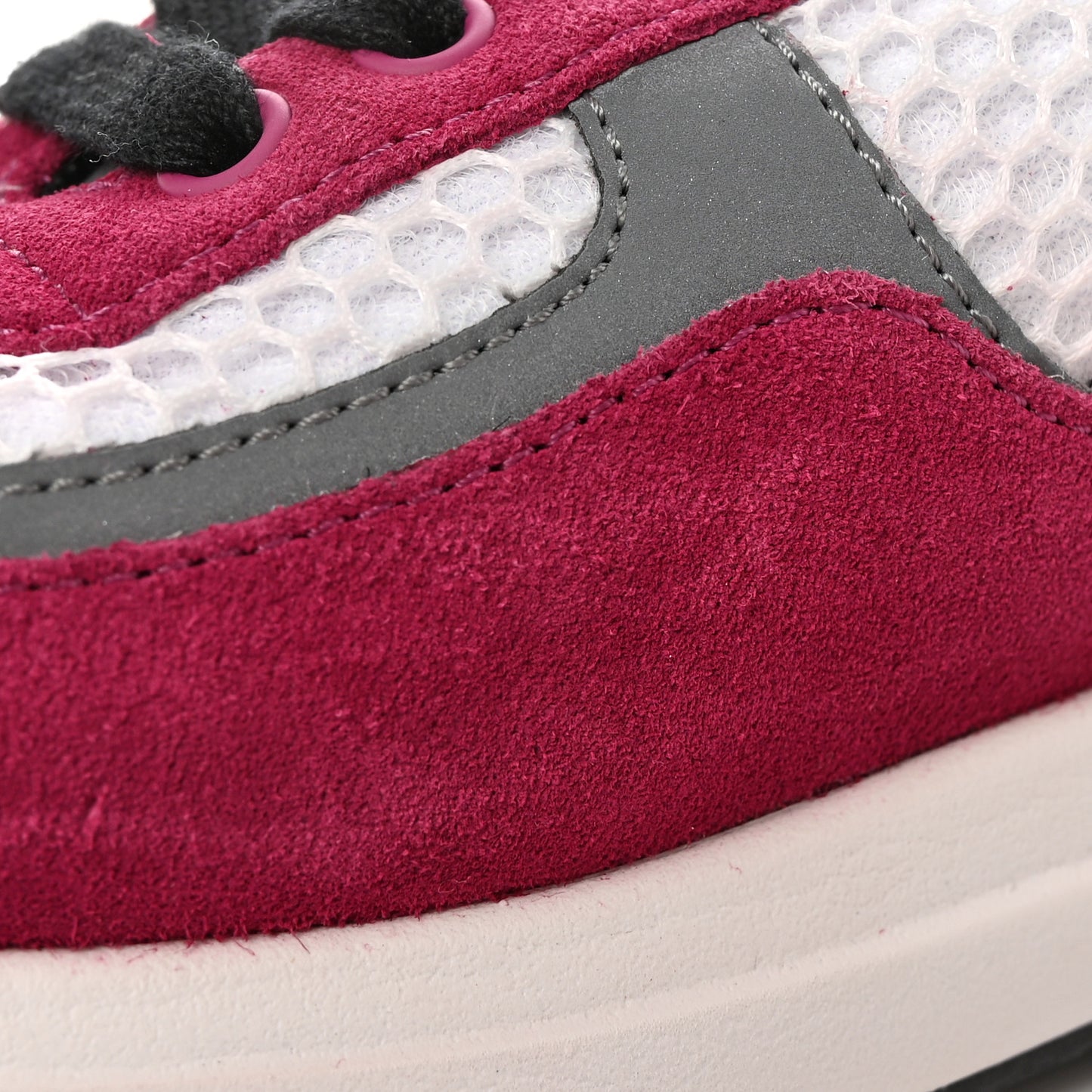 Mesh Suede Calfskin Womens CC Sneakers 37 White Dark Pink Grey