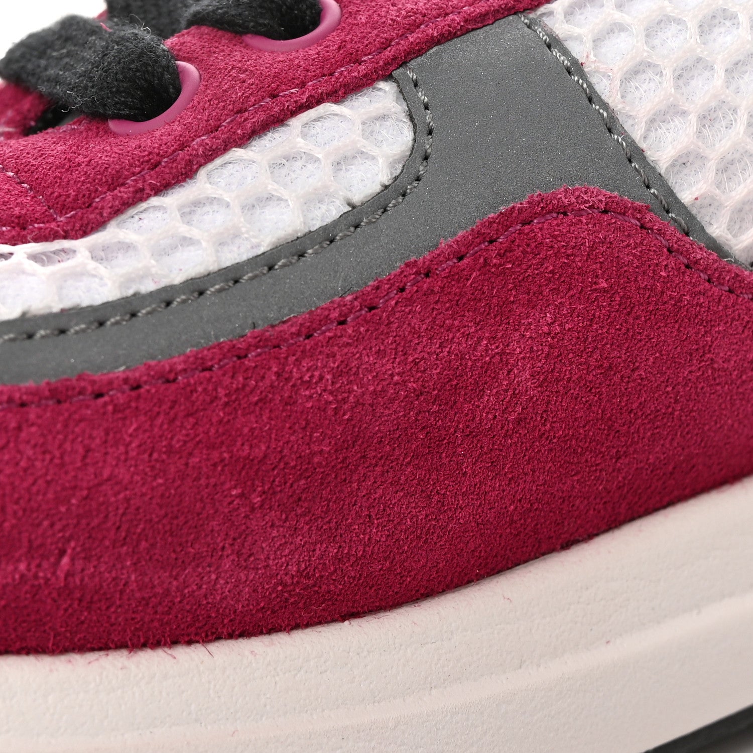 Chanel Mesh Suede Calfskin Womens CC Sneakers 37 White Dark Pink Grey 12 of 14