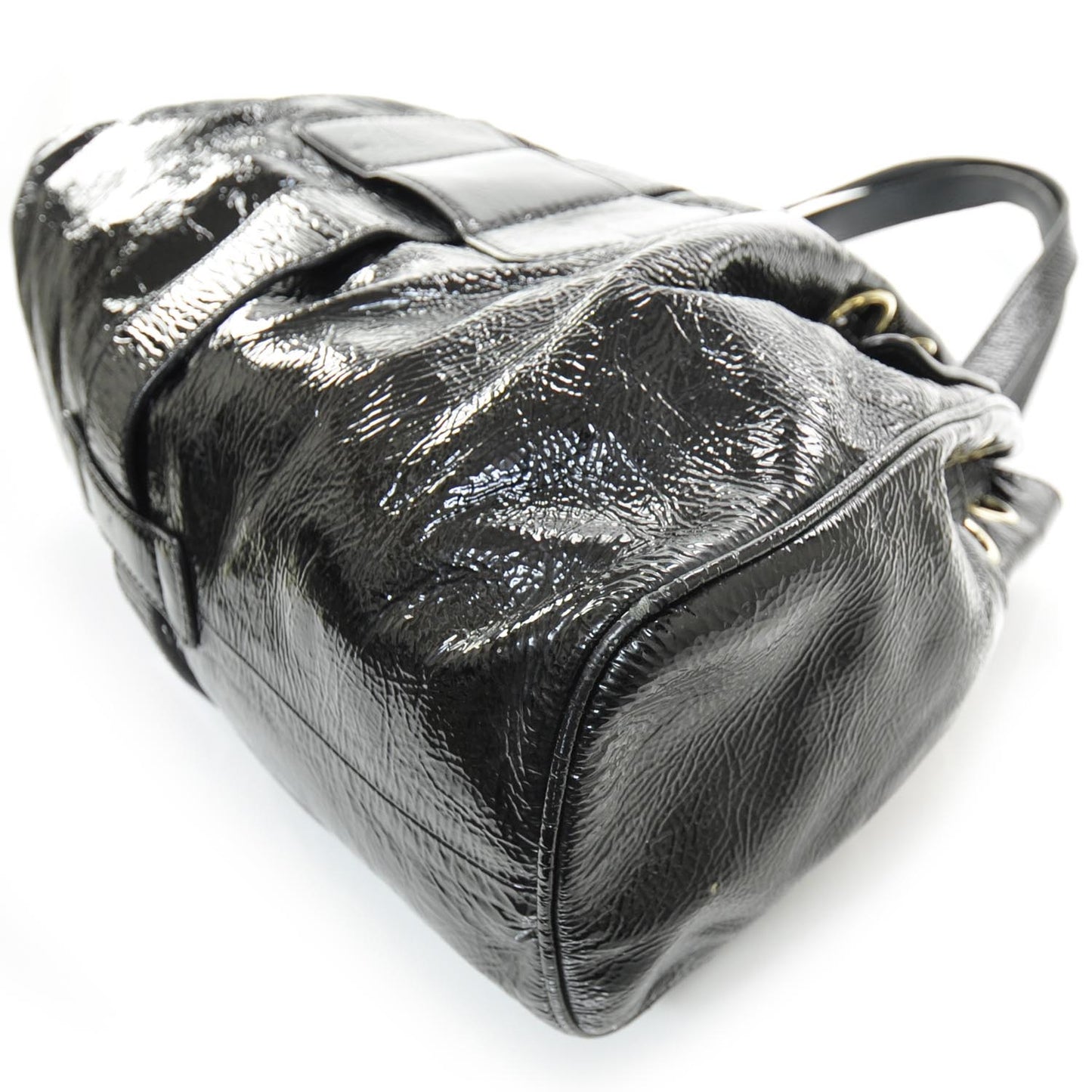 Crushed Patent Leather Ramona Tote Black
