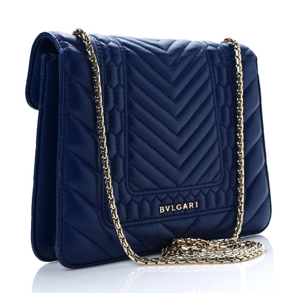 Bulgari Calfskin Quilted Serpenti Forever Shoulder Bag Navy 3 of 8