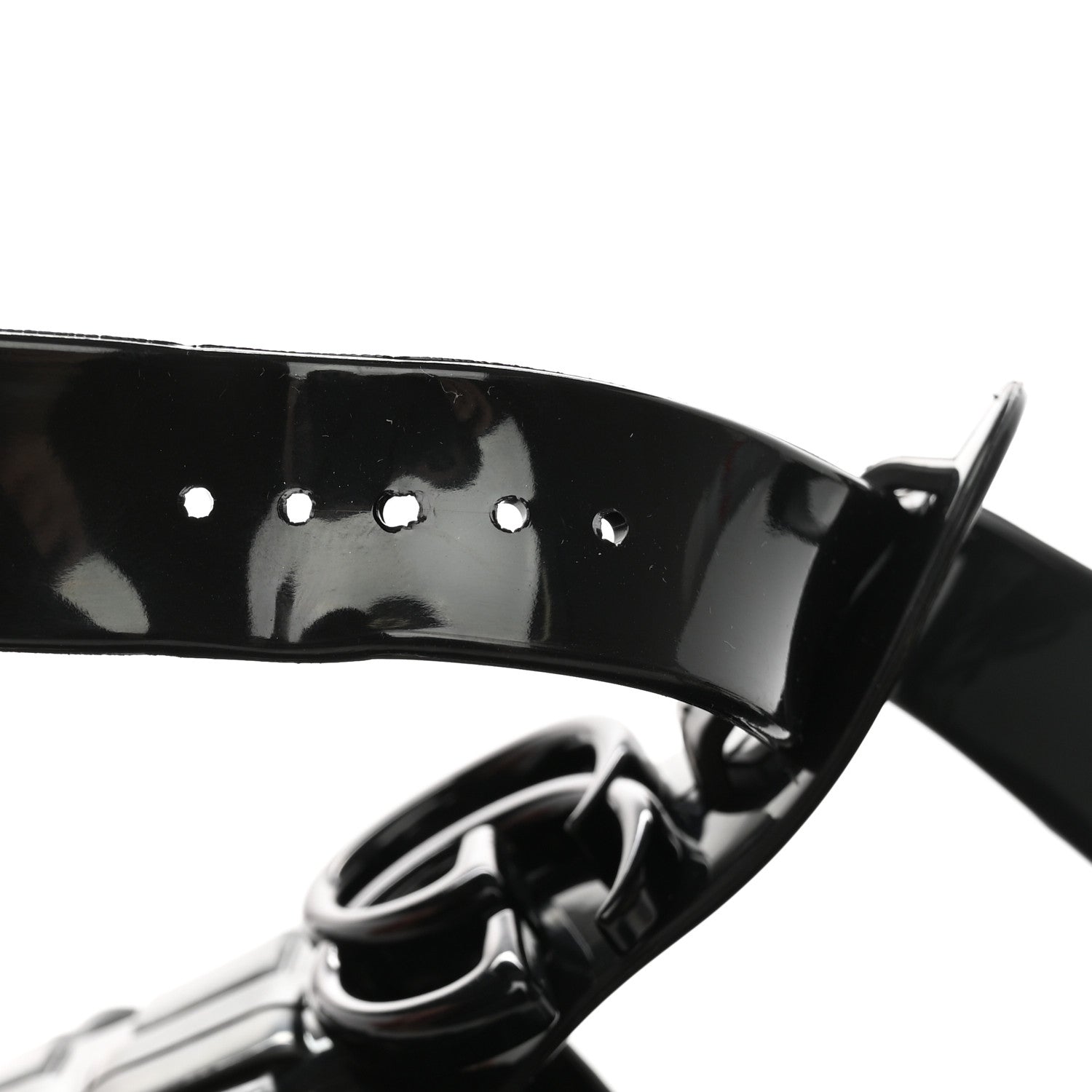 Gucci Shiny Rubber Double G Buckle Strap Sandals 10 Black 10 of 14