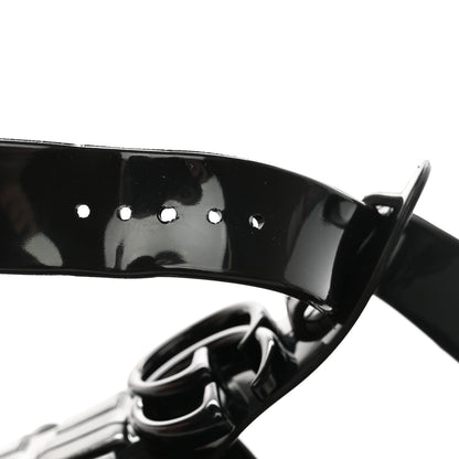 Gucci Shiny Rubber Double G Buckle Strap Sandals 10 Black 10 of 14