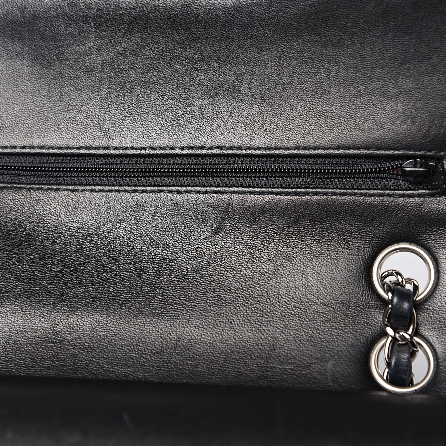 Lambskin Quilted Medium Double Flap Black