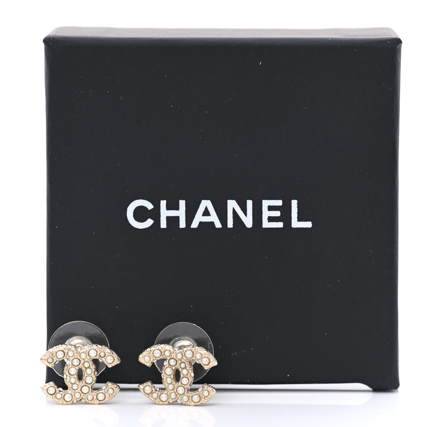 Metal Graduated Pearl Crystal CC Earrings Light Gold