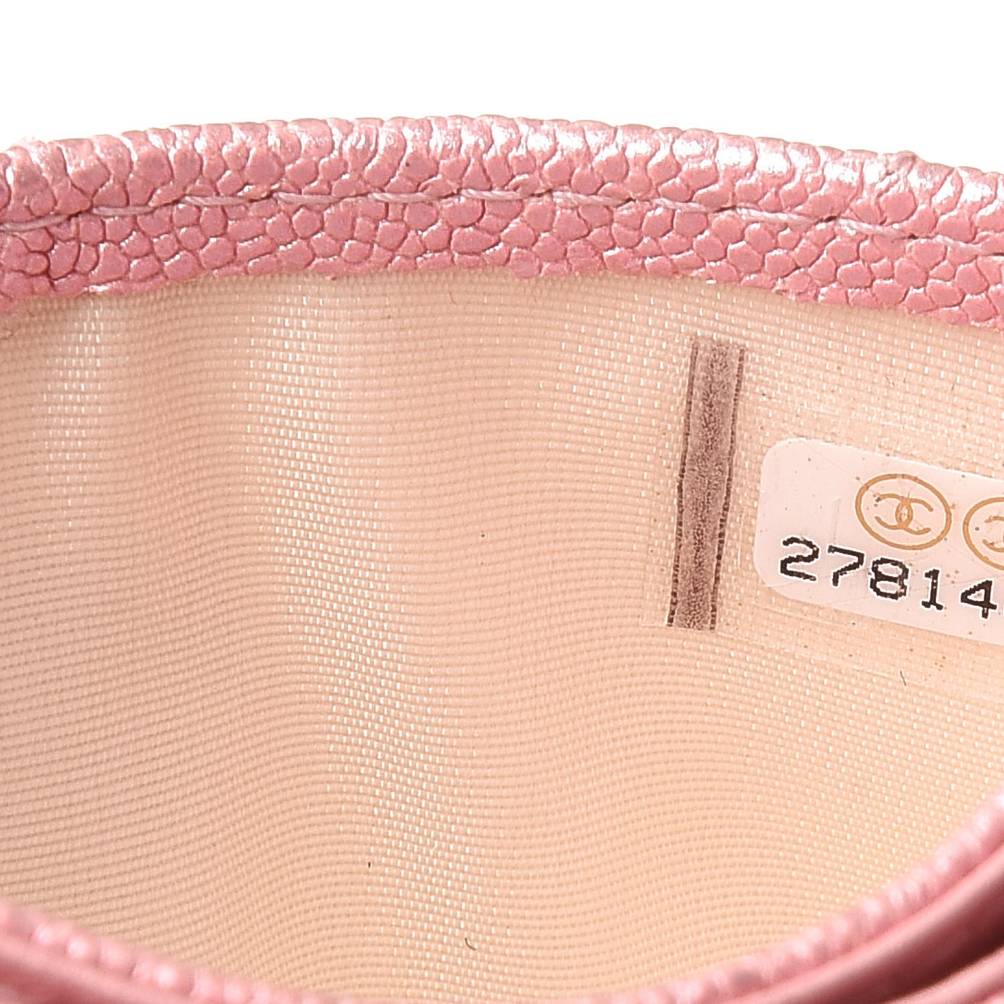 Iridescent Caviar Quilted Card Holder Rose Pink