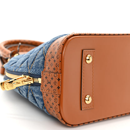 Louis Vuitton Denim Calfskin Reverse Monogram Malletage Alma BB Blue 8 of 9