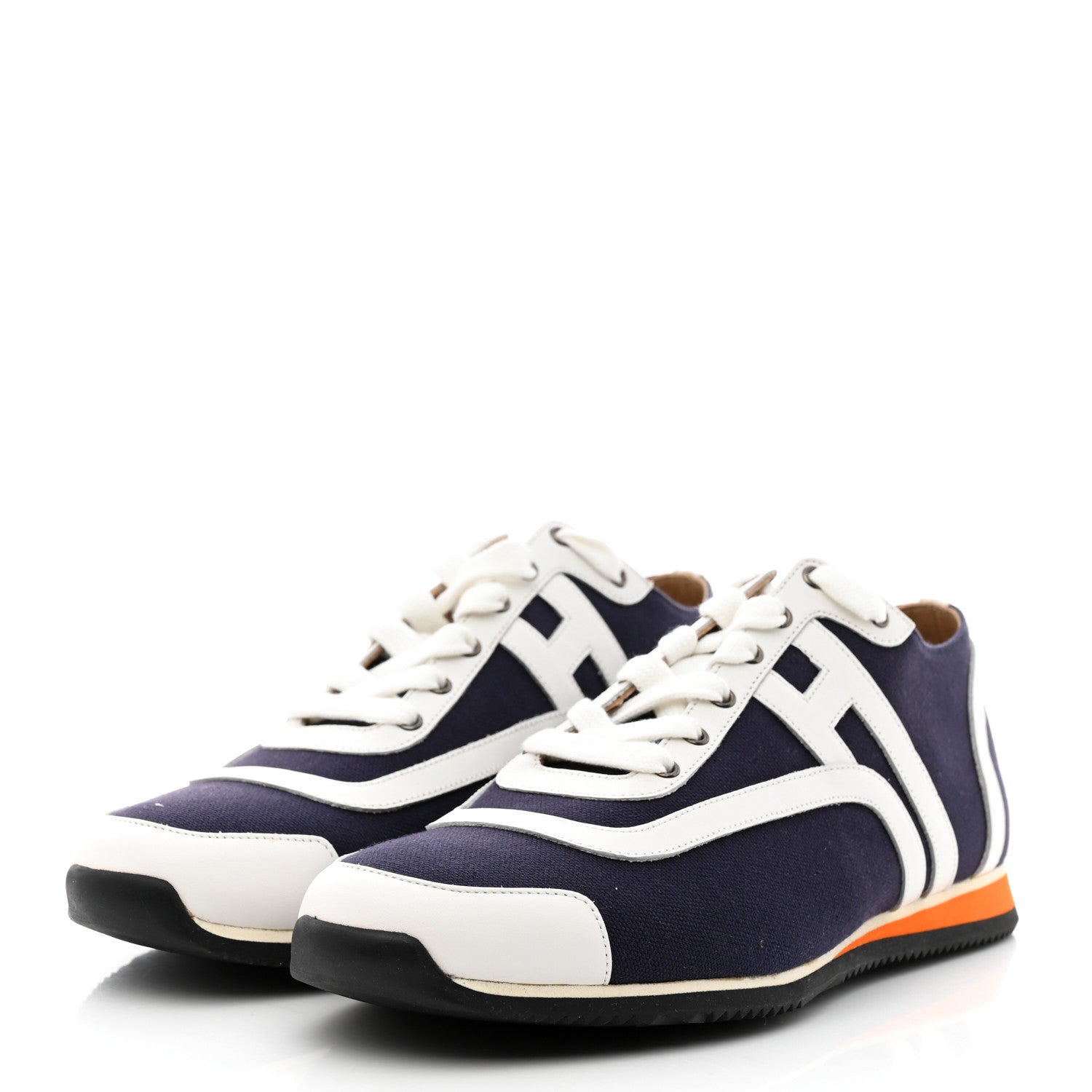Hermes Cotton Calfskin Kool Sneakers 40 Indigo White 3 of 9