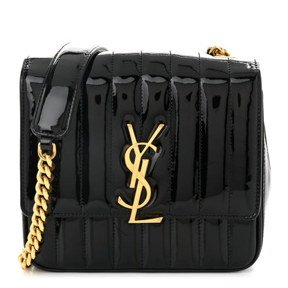 Saint Laurent Patent Calfskin Matelasse Monogram Medium Vicky Chain Bag Black 1 of 10