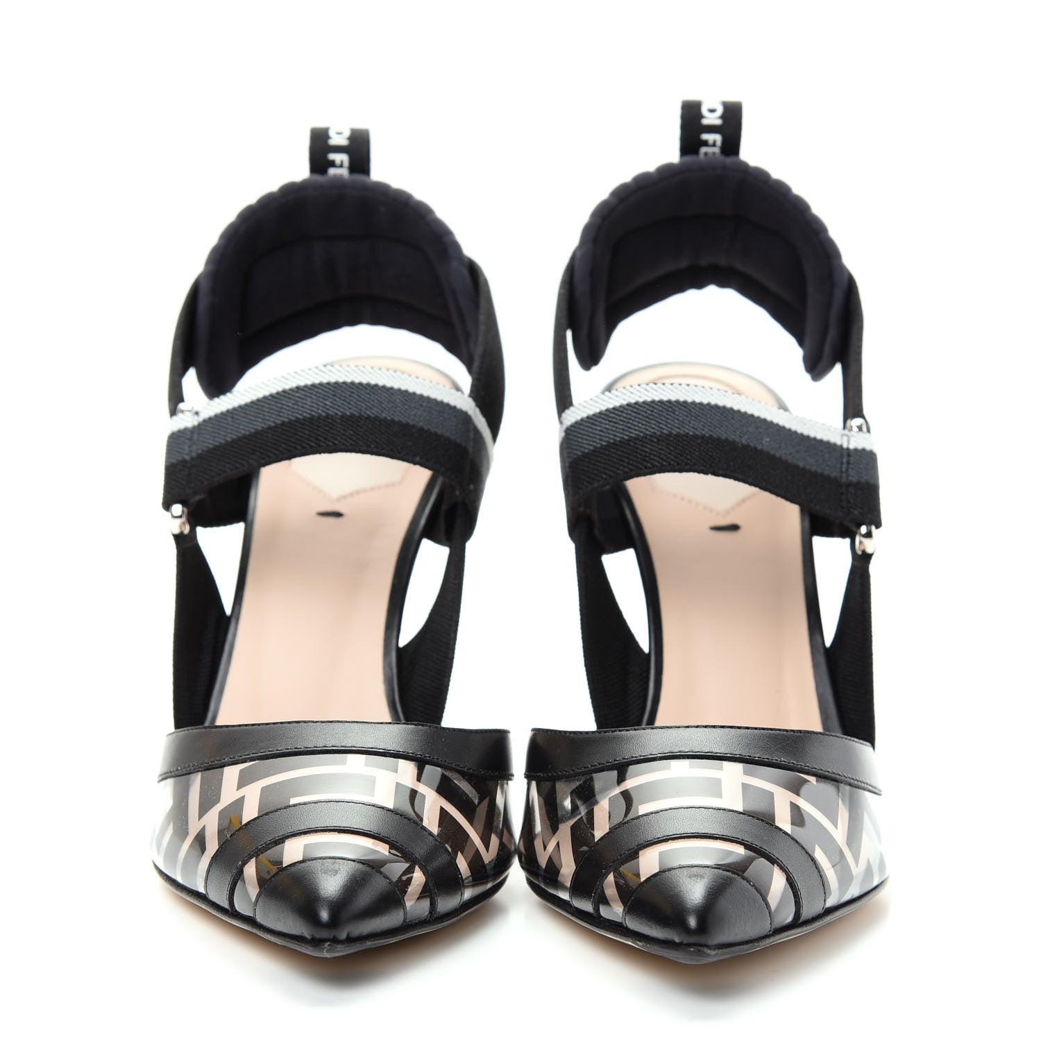 Fendi PVC Calfskin FF Colibri Slingback High-Heel Pumps 37.5 Black 2 of 10
