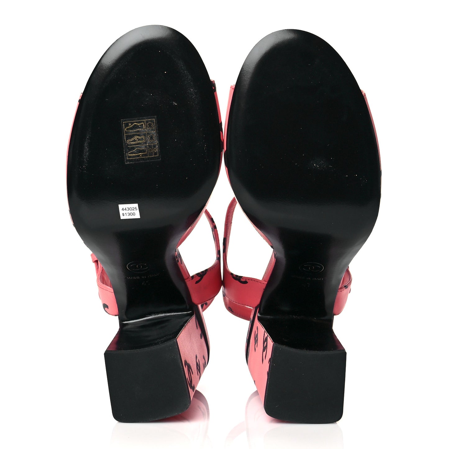 Lambskin Printed CC Sandals 41 Pink Black