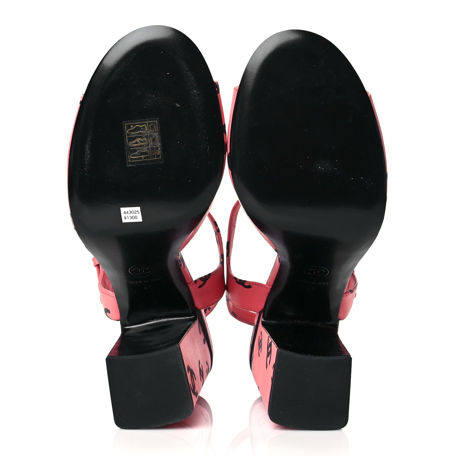 Chanel Lambskin Printed CC Sandals 41 Pink Black 6 of 11