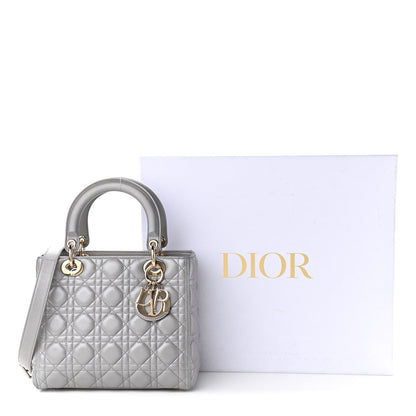 Christian Dior Pearly Lambskin Cannage Medium Lady Dior Grey 10 of 10