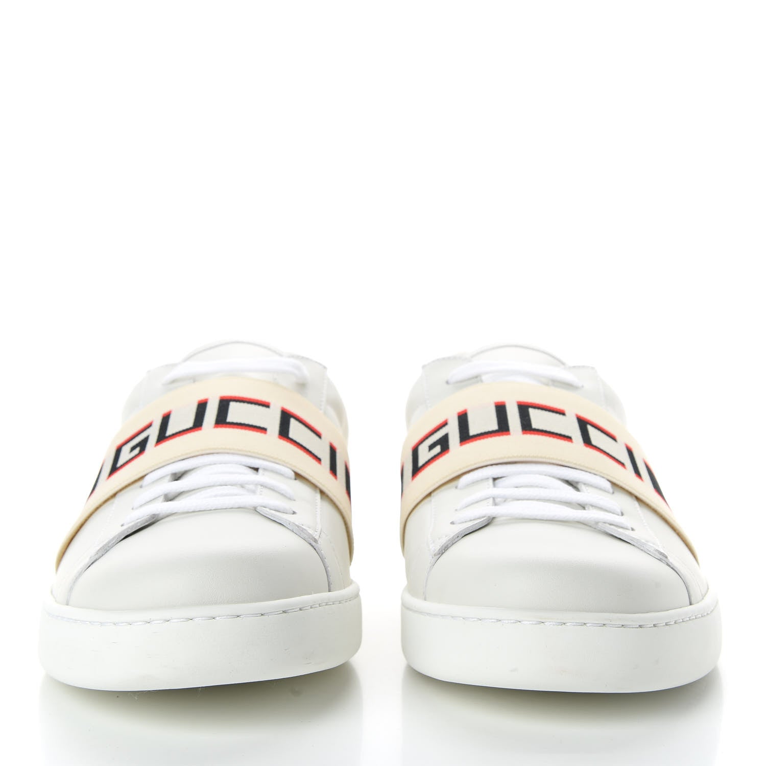 Gucci Calfskin Stripe Mens New Ace Sneakers 12 White Ecru Red Flame 2 of 11