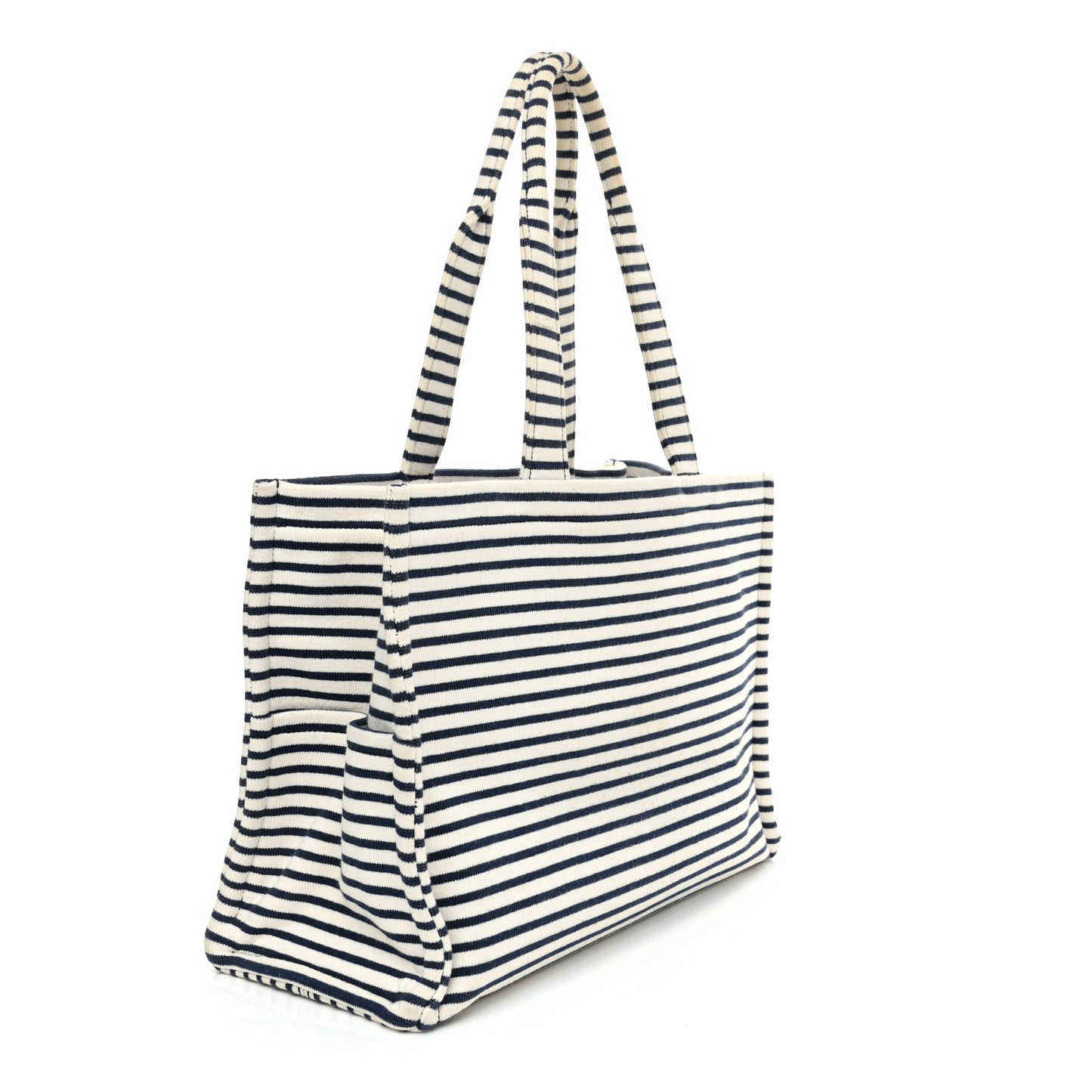 Canvas Calfskin Striped Triomphe Cabas Brown