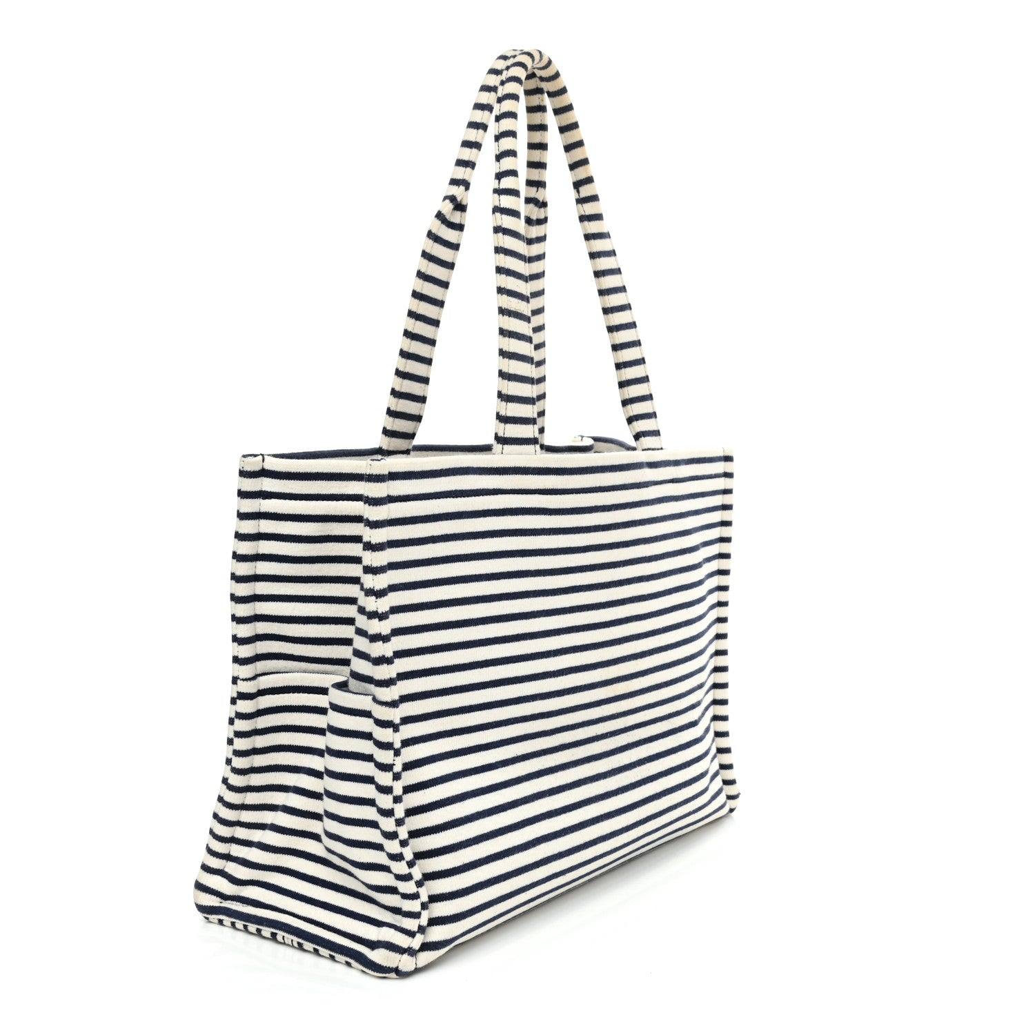 Celine Canvas Calfskin Striped Triomphe Cabas Brown 2 of 10